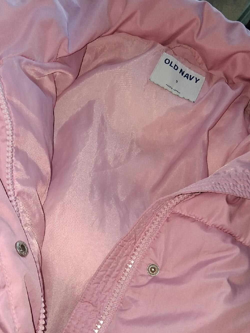 Old Navy Pink Quilted Puffer Coat - Picture 4 of 7
